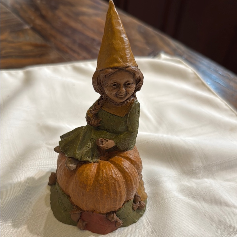 Whimsical Green and Brown Gnome Sculpture